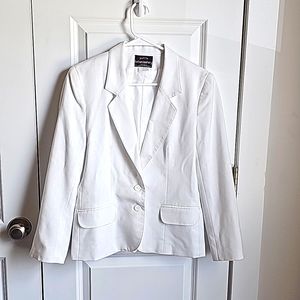 Haberdashery Petite All White Linen Looking Blazer Jacket in Women's Size 6P EUC